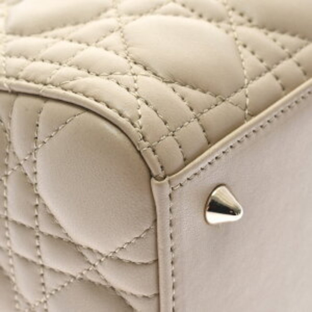 Christian Dior Lady Handbag Taupe Cream Beige Lambskin - Picture 5 of 9